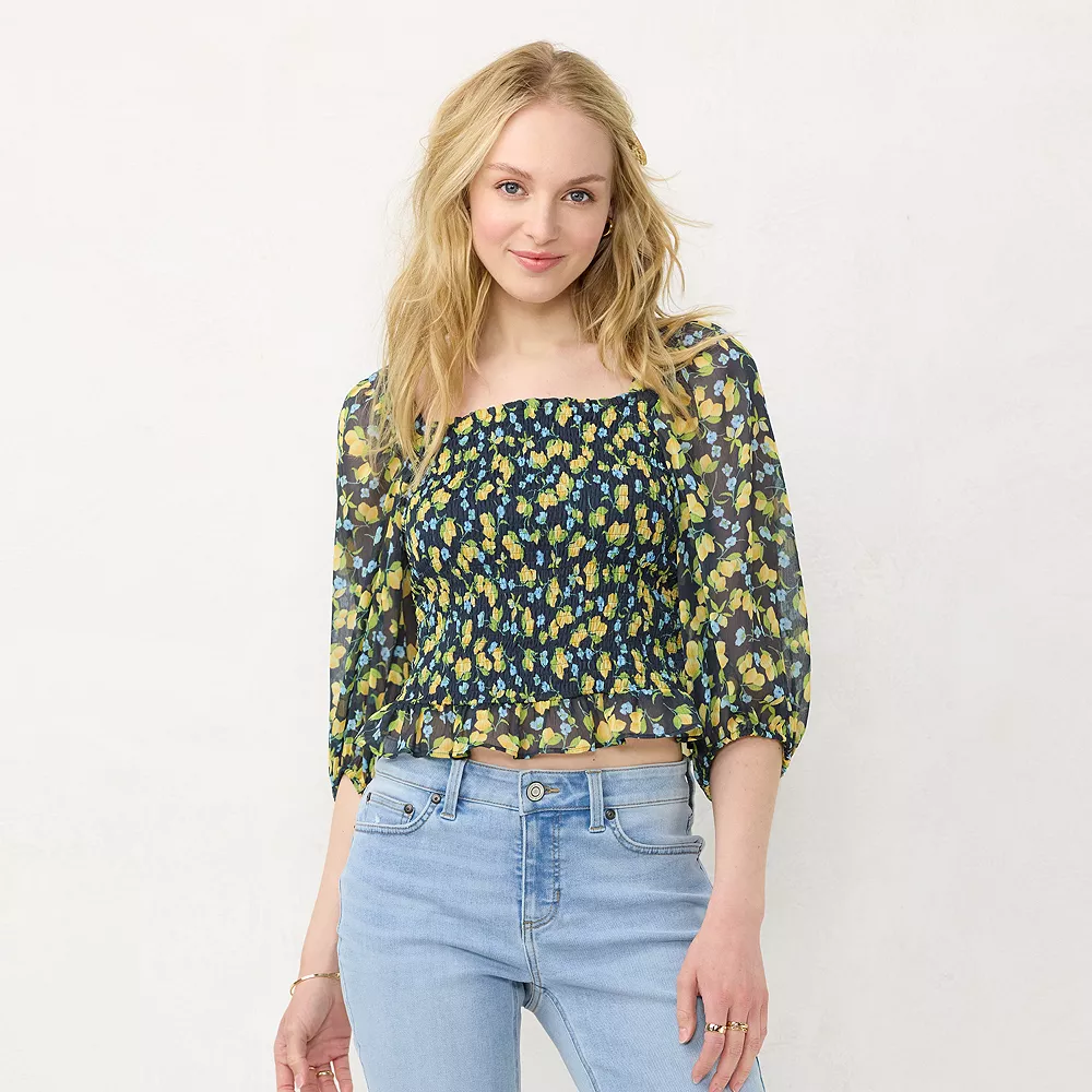 Women's LC Lauren Conrad Smocked Puff-Sleeve Top 4 Women's LC Lauren Conrad Smocked Puff-Sleeve Top - Image 2