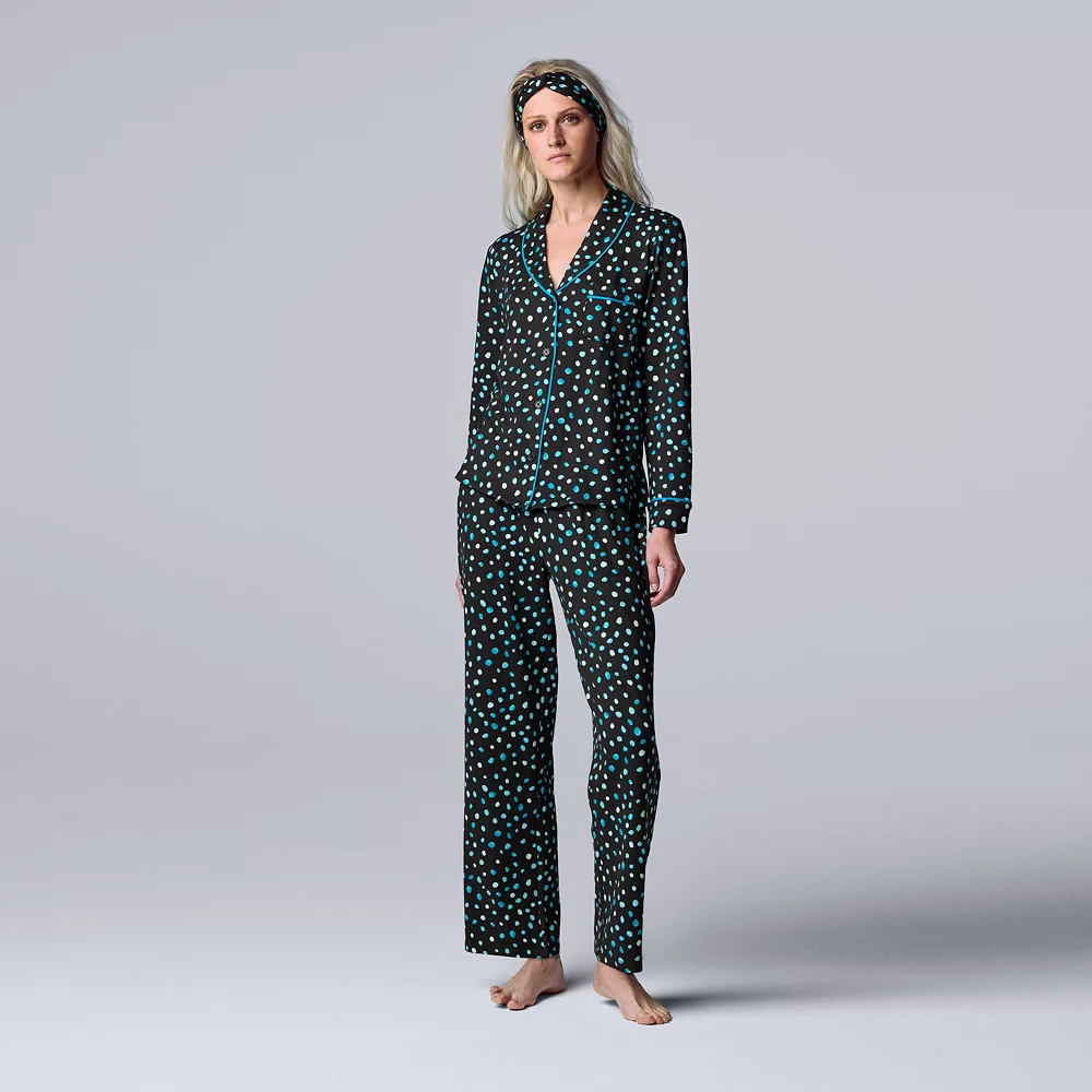 Women's Simply Vera Vera Wang Cozy 3-pc. Long Sleeve Pajama Set & Matching Headband 3 Women's Simply Vera Vera Wang Cozy 3-pc. Long Sleeve Pajama Set & Matching Headband