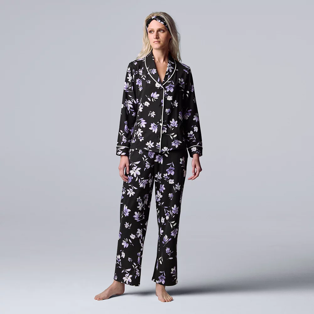 Women's Simply Vera Vera Wang Cozy 3-pc. Long Sleeve Pajama Set & Matching Headband 4 Women's Simply Vera Vera Wang Cozy 3-pc. Long Sleeve Pajama Set & Matching Headband - Image 2
