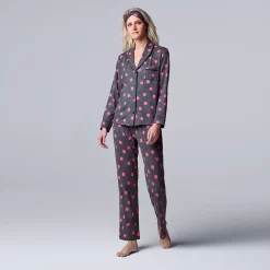 Women's Simply Vera Vera Wang Cozy 3-pc. Long Sleeve Pajama Set & Matching Headband 12 Women's Simply Vera Vera Wang Cozy 3-pc. Long Sleeve Pajama Set & Matching Headband -LC Lauren Conrad shop 5582800 Charcoal Polka Dot