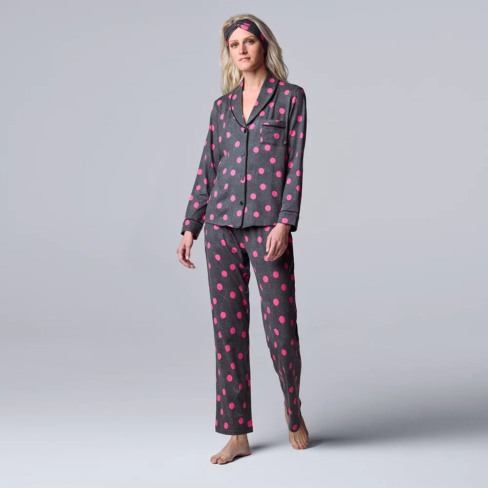 Women's Simply Vera Vera Wang Cozy 3-pc. Long Sleeve Pajama Set & Matching Headband 5 Women's Simply Vera Vera Wang Cozy 3-pc. Long Sleeve Pajama Set & Matching Headband - Image 3