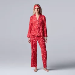 Women's Simply Vera Vera Wang Cozy 3-pc. Long Sleeve Pajama Set & Matching Headband 14 Women's Simply Vera Vera Wang Cozy 3-pc. Long Sleeve Pajama Set & Matching Headband -LC Lauren Conrad shop 5582800 Red Dot