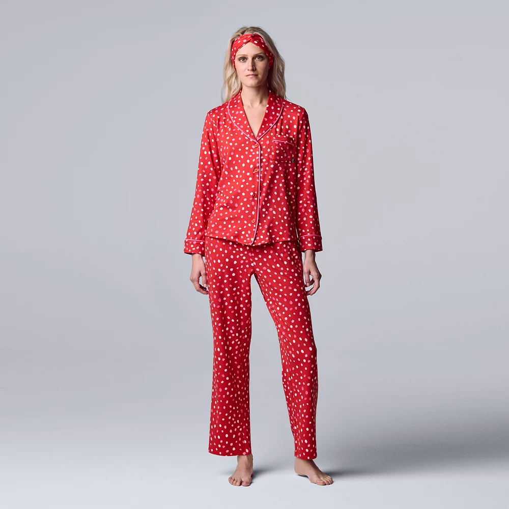 Women's Simply Vera Vera Wang Cozy 3-pc. Long Sleeve Pajama Set & Matching Headband 7 Women's Simply Vera Vera Wang Cozy 3-pc. Long Sleeve Pajama Set & Matching Headband - Image 5