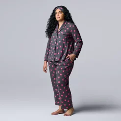 Plus Size Simply Vera Vera Wang Cozy 3-pc. Long Sleeve Pajama Shirt, Pajama Pants & Matching Headband Sleep Set 11 Plus Size Simply Vera Vera Wang Cozy 3-pc. Long Sleeve Pajama Shirt, Pajama Pants & Matching Headband Sleep Set -LC Lauren Conrad shop 5582802 Charcoal Polka Dot