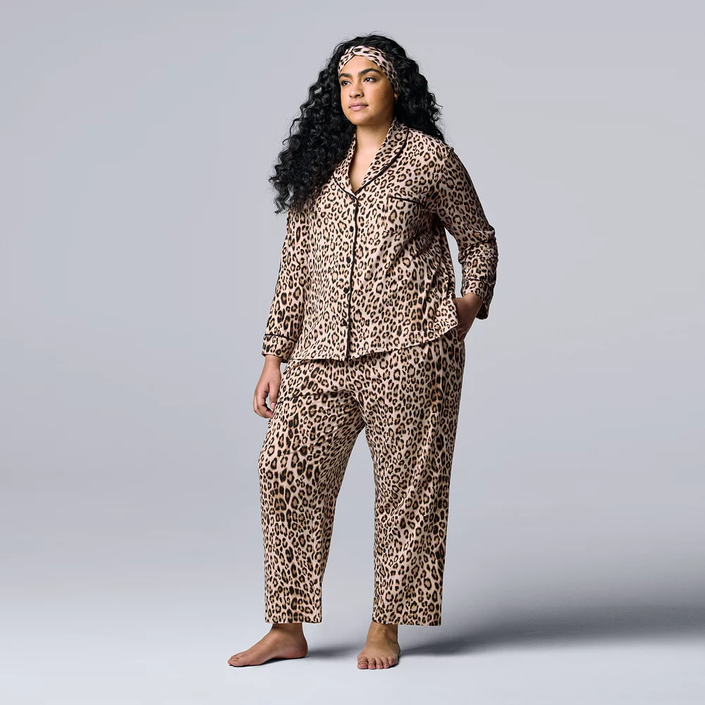Plus Size Simply Vera Vera Wang Cozy 3-pc. Long Sleeve Pajama Shirt, Pajama Pants & Matching Headband Sleep Set 4 Plus Size Simply Vera Vera Wang Cozy 3-pc. Long Sleeve Pajama Shirt, Pajama Pants & Matching Headband Sleep Set - Image 2