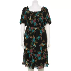 LC Lauren Conrad shop 43 Plus Size LC Lauren Conrad Balloon-Sleeve Smocked Dress