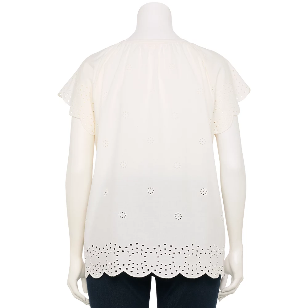 Plus Size LC Lauren Conrad Scoopneck Flutter Short Sleeve Top 6 Plus Size LC Lauren Conrad Scoopneck Flutter Short Sleeve Top - Image 4