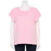 Plus Size LC Lauren Conrad Scoopneck Flutter Short Sleeve Top -LC Lauren Conrad shop 5582976 Pink Umbrella