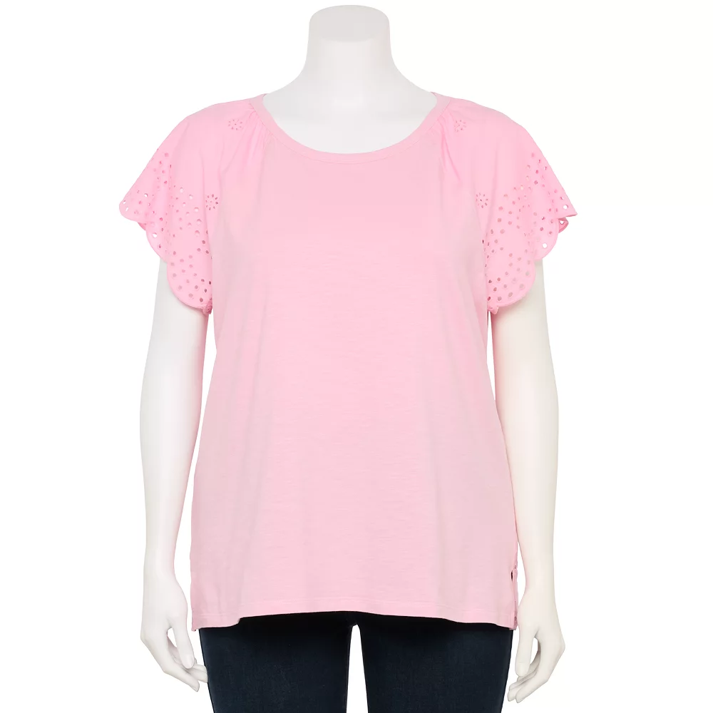 Plus Size LC Lauren Conrad Scoopneck Flutter Short Sleeve Top 3 Plus Size LC Lauren Conrad Scoopneck Flutter Short Sleeve Top