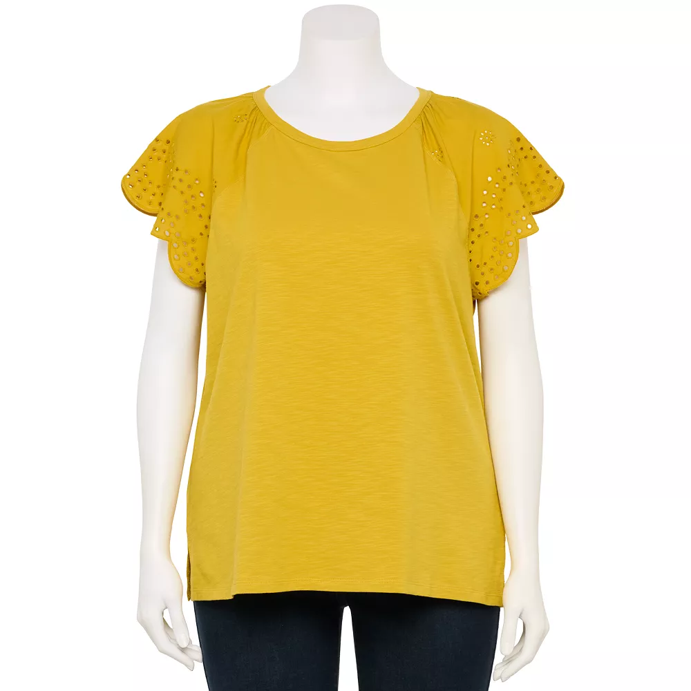 Plus Size LC Lauren Conrad Scoopneck Flutter Short Sleeve Top 5 Plus Size LC Lauren Conrad Scoopneck Flutter Short Sleeve Top - Image 3