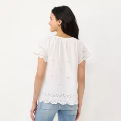 Women's LC Lauren Conrad Eyelet Flutter Sleeve Top -LC Lauren Conrad shop 5588287 ALT
