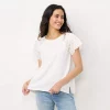 Women's LC Lauren Conrad Eyelet Flutter Sleeve Top -LC Lauren Conrad shop 5588287 Ivory Tusk