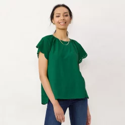 Women's LC Lauren Conrad Eyelet Flutter Sleeve Top -LC Lauren Conrad shop 5588287 Pinery