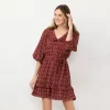 Women's LC Lauren Conrad Ruffle Chiffon Shirt Dress 2 Women's LC Lauren Conrad Ruffle Chiffon Shirt Dress -LC Lauren Conrad shop 5659202 Wine Plaid