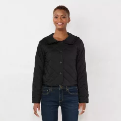 Women's LC Lauren Conrad Ruffle Quilted Jacket -LC Lauren Conrad shop 5659329 Dreamy Black