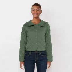 Women's LC Lauren Conrad Ruffle Quilted Jacket -LC Lauren Conrad shop 5659329 Manolo Olive