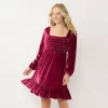 Petite LC Lauren Conrad Smocked Flounce-Hem Velvet Dress 1 Petite LC Lauren Conrad Smocked Flounce-Hem Velvet Dress -LC Lauren Conrad shop 5666670 Velvet Wine Chalet