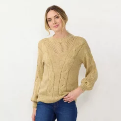 Women's LC Lauren Conrad Cable-Knit Texture Sweater -LC Lauren Conrad shop 5666813 Light Harvest Heather