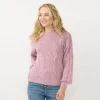 Women's LC Lauren Conrad Cable-Knit Texture Sweater -LC Lauren Conrad shop 5666813 Pink Confetti