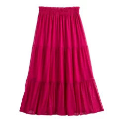 Women's LC Lauren Conrad Smocked Sheer-Hem Midi Skirt -LC Lauren Conrad shop 5666971 ALT5