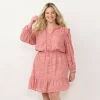 Plus Size LC Lauren Conrad Ruffle Neck Button Front Dress -LC Lauren Conrad shop 5667856