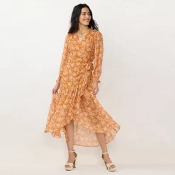 Women's LC Lauren Conrad High-Low Hem Faux-Wrap Maxi Dress -LC Lauren Conrad shop 5674222 Forsythia Flower