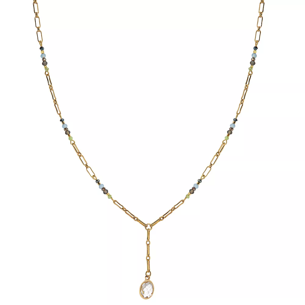 LC Lauren Conrad Blue Beaded Pendant Y Necklace 3 LC Lauren Conrad Blue Beaded Pendant Y Necklace