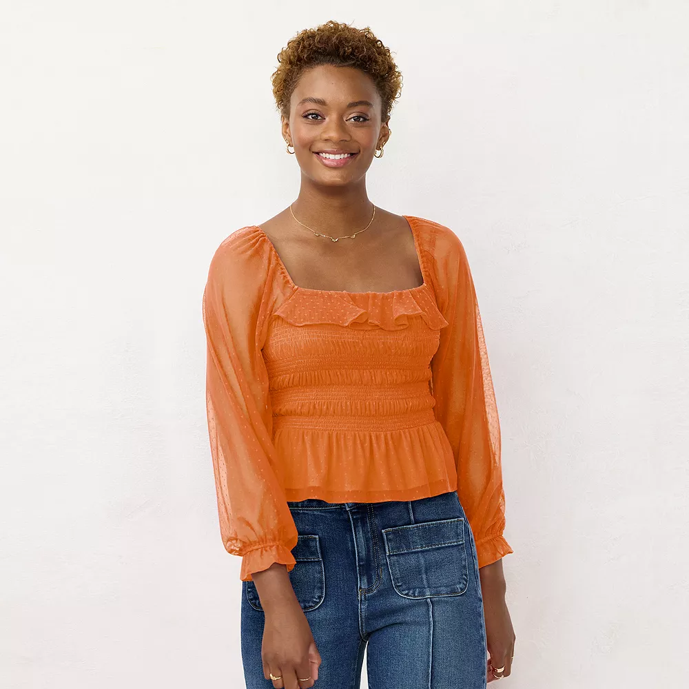 Women's LC Lauren Conrad Smocked Peplum Top 4 Women's LC Lauren Conrad Smocked Peplum Top - Image 2