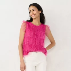 Women's LC Lauren Conrad Tiered Ruffle Top 11 Women's LC Lauren Conrad Tiered Ruffle Top -LC Lauren Conrad shop 5684745 Jersey Pink