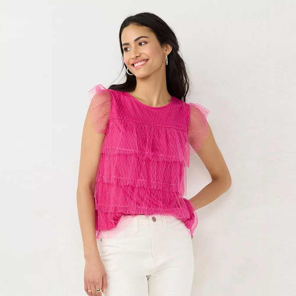 Women's LC Lauren Conrad Tiered Ruffle Top 6 Women's LC Lauren Conrad Tiered Ruffle Top - Image 4