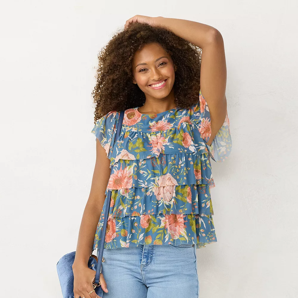 Women's LC Lauren Conrad Tiered Ruffle Top 4 Women's LC Lauren Conrad Tiered Ruffle Top - Image 2