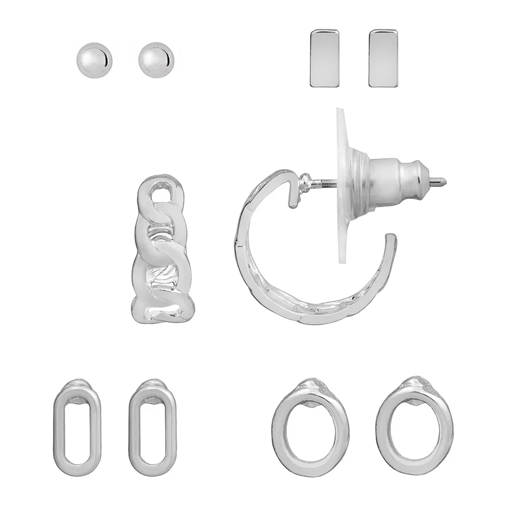 LC Lauren Conrad Mini Curved Link Nickel Free 5-Pair Hoop Earring Set 3 LC Lauren Conrad Mini Curved Link Nickel Free 5-Pair Hoop Earring Set