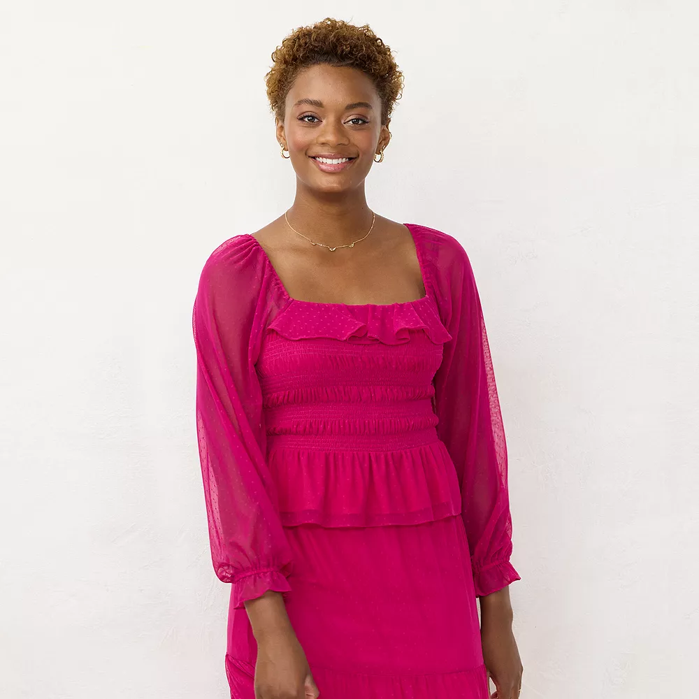 Petite LC Lauren Conrad Smocked Peplum-Hem Top 3 Petite LC Lauren Conrad Smocked Peplum-Hem Top