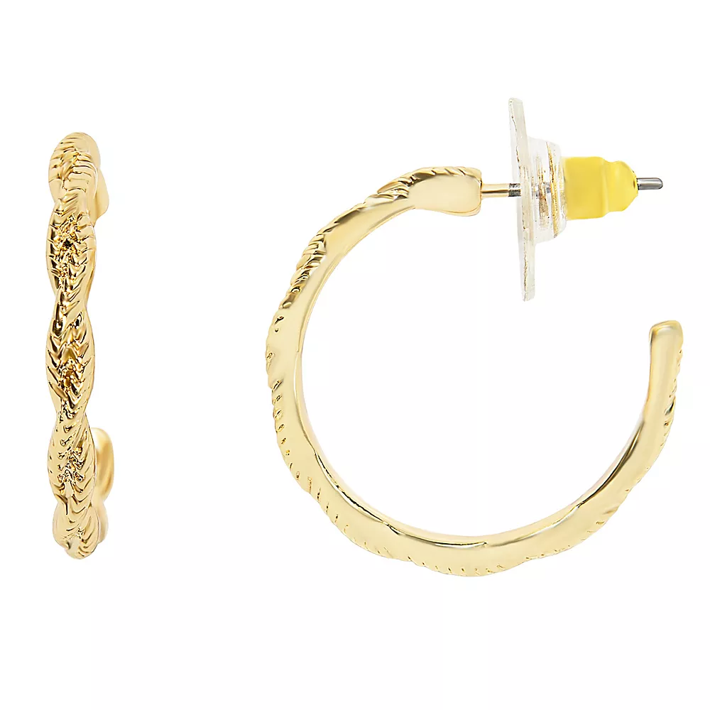 LC Lauren Conrad Rose Gold Twisted Texture Hoop Earrings 4 LC Lauren Conrad Rose Gold Twisted Texture Hoop Earrings - Image 2