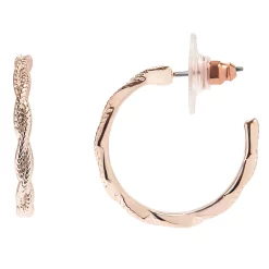 LC Lauren Conrad Rose Gold Twisted Texture Hoop Earrings