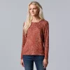 Petite Simply Vera Vera Wang Textured Crewneck Tee -LC Lauren Conrad shop 5688945 Aged Wine