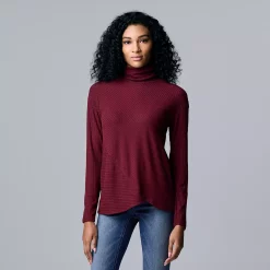 Petite Simply Vera Vera Wang Cozy Asymmetrical-Hem Turtleneck 11 Petite Simply Vera Vera Wang Cozy Asymmetrical-Hem Turtleneck -LC Lauren Conrad shop 5688947 Aged Wine