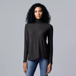 Petite Simply Vera Vera Wang Cozy Asymmetrical-Hem Turtleneck 9 Petite Simply Vera Vera Wang Cozy Asymmetrical-Hem Turtleneck -LC Lauren Conrad shop 5688947 Vera Black