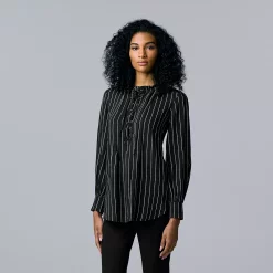 Petite Simply Vera Vera Wang Shirred Pintuck Blouse