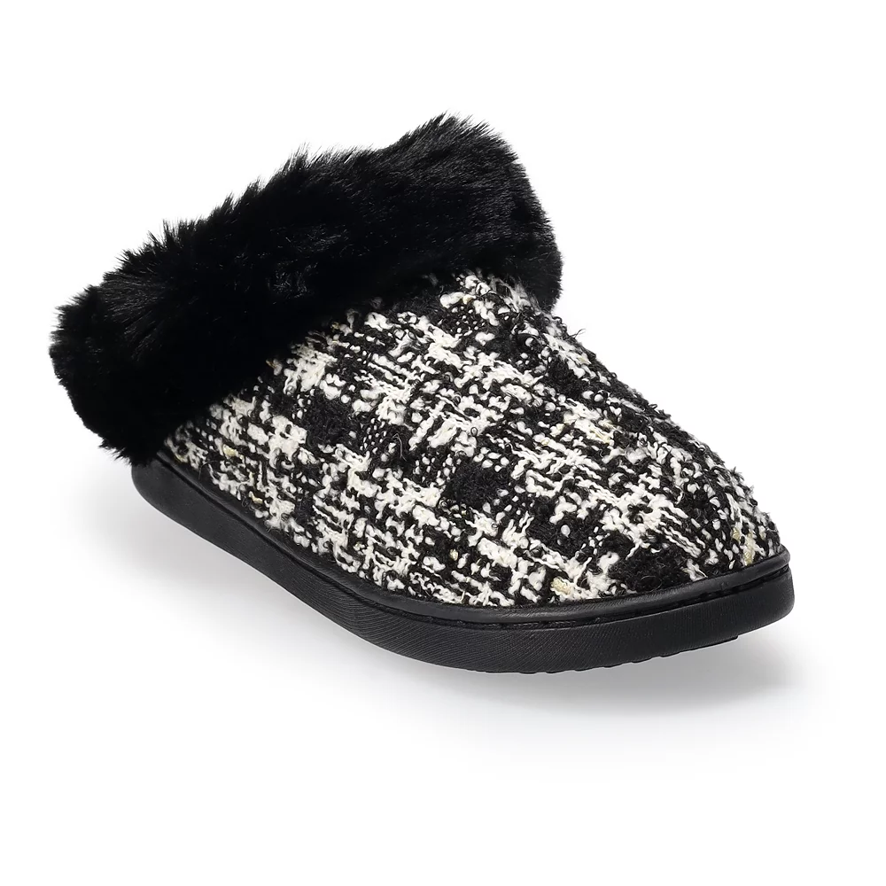 LC Lauren Conrad Tweed Collar Clog Slippers 2 LC Lauren Conrad Tweed Collar Clog Slippers