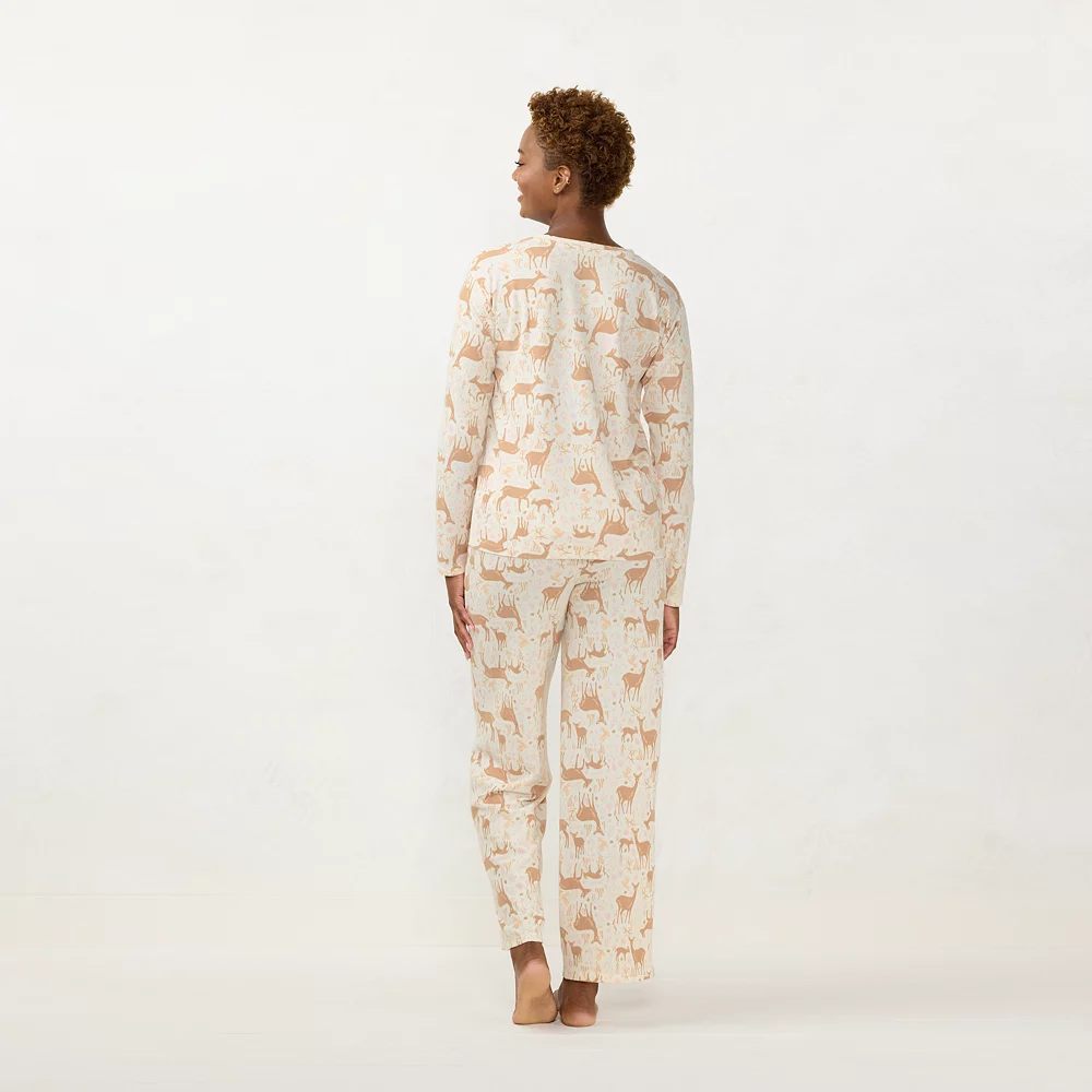 Women's LC Lauren Conrad Long Sleeve Henley Pajama Top & Pajama Pants Sleep Set 6 Women's LC Lauren Conrad Long Sleeve Henley Pajama Top & Pajama Pants Sleep Set - Image 4