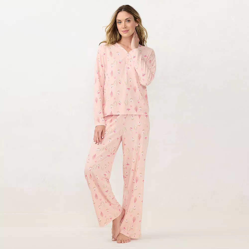 Women's LC Lauren Conrad Long Sleeve Henley Pajama Top & Pajama Pants Sleep Set 4 Women's LC Lauren Conrad Long Sleeve Henley Pajama Top & Pajama Pants Sleep Set - Image 2