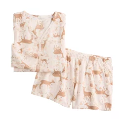 Women's LC Lauren Conrad Long Sleeve Henley Pajama Top & Pajama Shorts Sleep Set -LC Lauren Conrad shop 5725516 ALT5