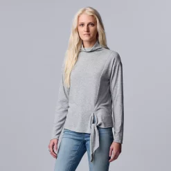 Women's Simply Vera Vera Wang Cozy Knot-Front Top -LC Lauren Conrad shop 5790635 Dovetail Heather