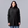 Women's Simply Vera Vera Wang Traveling Cable-Knit Poncho Sweater 1 Women's Simply Vera Vera Wang Traveling Cable-Knit Poncho Sweater -LC Lauren Conrad shop 5797212 Vera Black