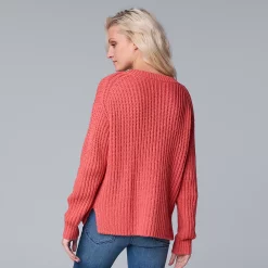 Women's Simply Vera Vera Wang Ribbed V-Neck Sweater -LC Lauren Conrad shop 5799942 ALT