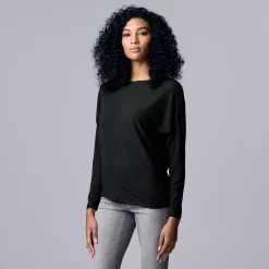 Women's Simply Vera Vera Wang Cozy Ribbed Top -LC Lauren Conrad shop 5804140 Vera Black