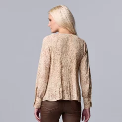 Women's Simply Vera Vera Wang Pleated Splitneck Top -LC Lauren Conrad shop 5810998 ALT