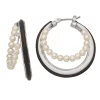 Simply Vera Vera Wang Silver Tone Simulated Pearl & Leather Layered Hoop Earrings -LC Lauren Conrad shop 5895472