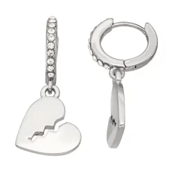 Simply Vera Vera Wang Silver-Tone Drop Heart Hoop Earrings
